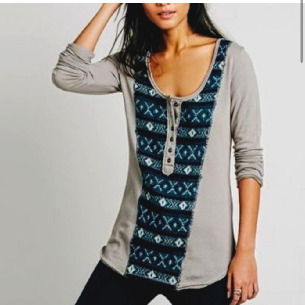 Free People Country Swift Fair Isle Henley